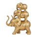 Resin 10" Stacked Raised Trunk Elephants - Gold