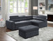Haris - Sleeper Sofa Sectional With Adjustable Headrest And Storage Ottoman - Dark Gray