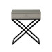 Koda - Wooden End Side Table Nightstand With Glass Top, Drawer And Metal Cross Base