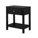 Dylan - Wooden End Side Table Nightstand With Glass Top And Drawer