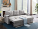 Mabel - Linen Fabric Sleeper Sectional With Cupholder, USB Charging Port And Pocket