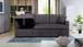 Paisley - Linen Fabric Reversible Sleeper Sectional Sofa With Storage Chaise