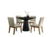 Jasper - Wide Contemporary Round Dining Table With Fabric Chairs Set
