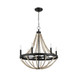 Starry - Chandelier 6 Candle Light Wood Beaded Pendant Light For Dining Room - Black / Clear