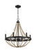 Starry - Chandelier Farmhouse Six Candle Light Wood Beaded Pendant Light For Dining Room - Black / Clear