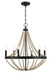 Starry - Chandelier Farmhouse Six Candle Light Wood Beaded Pendant Light For Dining Room - Black / Clear
