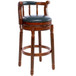 Swivel Cow Top Leather Wooden Bar Stool, 360 Degree Swivel Bar Height Chair With Backs For Home Kitchen Counter