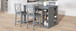 Solid Wood Farmhouse Counter Height Dining Table Set With 3 Tier Storage Shelves
