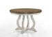 Havanna - 5 Piece Wide Contemporary Round Dining Table With Off White Fabric Chairs (Set of 5) - Vintage Walnut