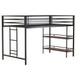 Adam - Junior Twin Loft Bunk Bed With Cinnamon Wood Shelf - Black