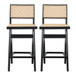 Keira - Bar Stool (Set of 2) - Black / Rattan