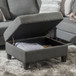 Ottoman With Birch Wood Legs And Cushioned Top For Comfort