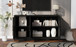 TV Stand For TVs Up To 65", Modern Entertainment Center Media Console Cabinet With 2 Spacious Storage Space, Solid Wood Legs For Living Room