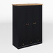 Modern 3 Doors Armoire Wardrobe Closet With 2 Drawers, Tall Wardrobe Cabinet With Hanging Rail And Shelve For Bedroom - Natural / Black