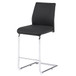 Modern Simple Bar Chair Leather Chrome Metal Pipe, Restaurant, Family Bar Chair (Set of 2) - Black