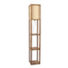 Pinnacle - Shelf Floor Lamp For Bedroom / Living Room, Long Shade - Natural Wood / White