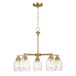 5 Lights Linear Arms With Chain Chandelier - Clear / Gold