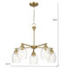 5 Lights Linear Arms With Chain Chandelier - Clear / Gold