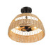 Twinkle - Double Lights Semi Flush With Shade - Black / Rattan
