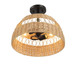 Twinkle - Double Lights Semi Flush With Shade - Black / Rattan