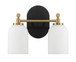Vortex - 2 Lights Vanity In Traditional Style For Over Bathroom Mirror Wall Sconce - Black / Gold / White