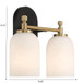 Vortex - 2 Lights Vanity In Traditional Style For Over Bathroom Mirror Wall Sconce - Black / Gold / White