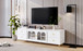 Modern TV Stand With Glass Door, 4 Drawers And 2 Cabinets