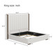 Tall Headboard Upholstered Bed With Vertical Striped And Wingback Design, Box Spring Needed