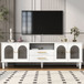 Retro TV Stand With Fluted Glass Doors