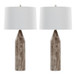 Point - 30" Table Lamp (Set of 2) - Brown Metal And White Linen With Faux Marble Finish