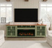 Vineyard - 97" Fireplace TV Stand Console For TVs Up To 100" - Sage Green And Fruitwood Finish