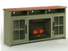 Vineyard - 74" Fireplace TV Stand Console For TVs Up To 85" - Sage Green And Fruitwood