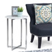 Marsden - Side Table With Polished Base - White / Silver