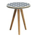 Inlay Bone Tripod Stool - Beige / White