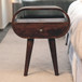 Circular Bedside Table With Open Slot - Walnut