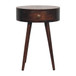 Nordic Circular Shaped Bedside Table - Walnut