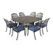 Square 8 Person 64" Long Aluminum Dining Set With Cushions