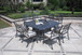Square 8 Person 64" Long Aluminum Dining Set With Cushions