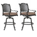 Elegant Cast Aluminum Counter Stool Set With Cushions, All Weather Design - Dark Brown