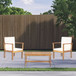 3 Piece Patio Set With Slatted Design, 2 Club Chairs And Coffee Table - Brown