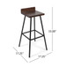 Outdoor Bar Stool With Low Backrests And Wood Seats (Set of 2) - Dark Brown / Black