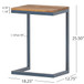 C Shaped End Table With Iron Base And Fir Wood To