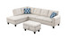 Alger - Wide Left Hand Facing Sofa & Chaise With Ottoman - Beige
