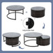 9 Pieces Outdoor Half-Moon Patio Sofa Set, Round Sofa Set, Modern Style Sofa - Brown / Beige
