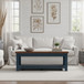 Nantucket - Chairside Table Wooden - Blue Denim, Whiskey