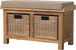 Rattan Basket Linen Bench - Brown