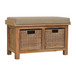 Rattan Basket Linen Bench - Brown