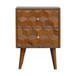 Cube Carved Bedside Table Nightstand - Chestnut