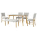 Rustic Farmhouse Dining Room Rectangular Table With 4 Upholstered Chairs And Bench