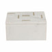 6" White Marble Box With Brass Inlay - White / Gold